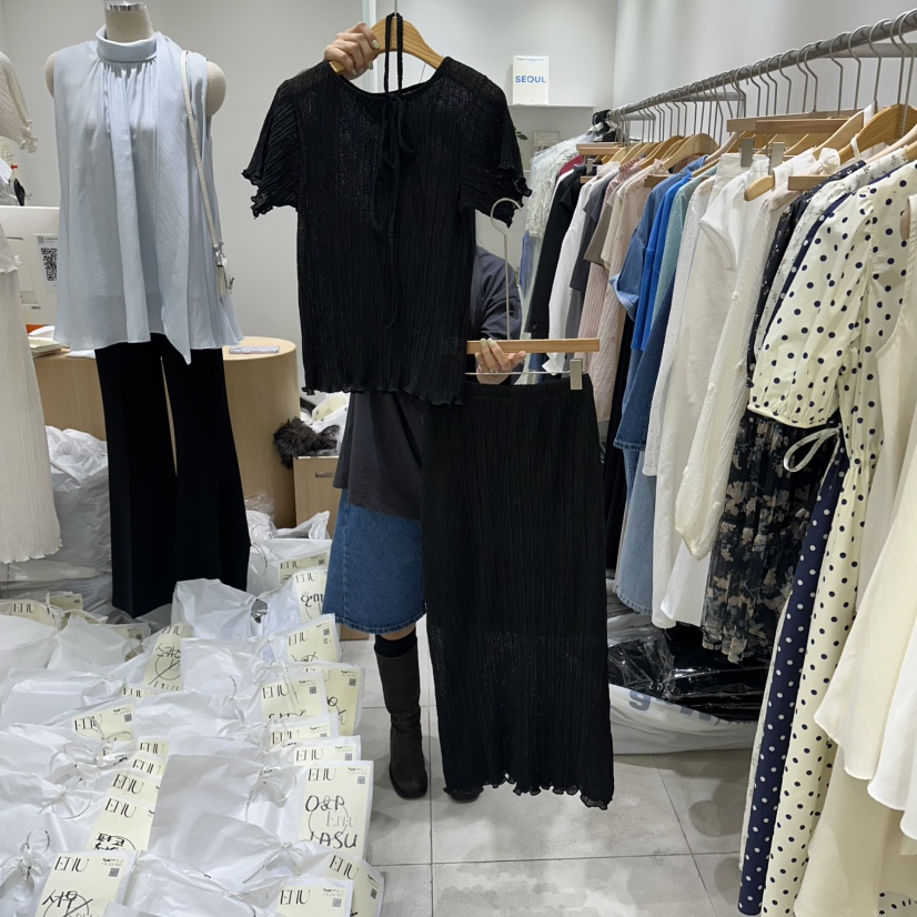 EN.U韓國代購女裝新品熱賣職業推薦休閑真品26春夏套裝含腰繩EN.U套裝圖色2