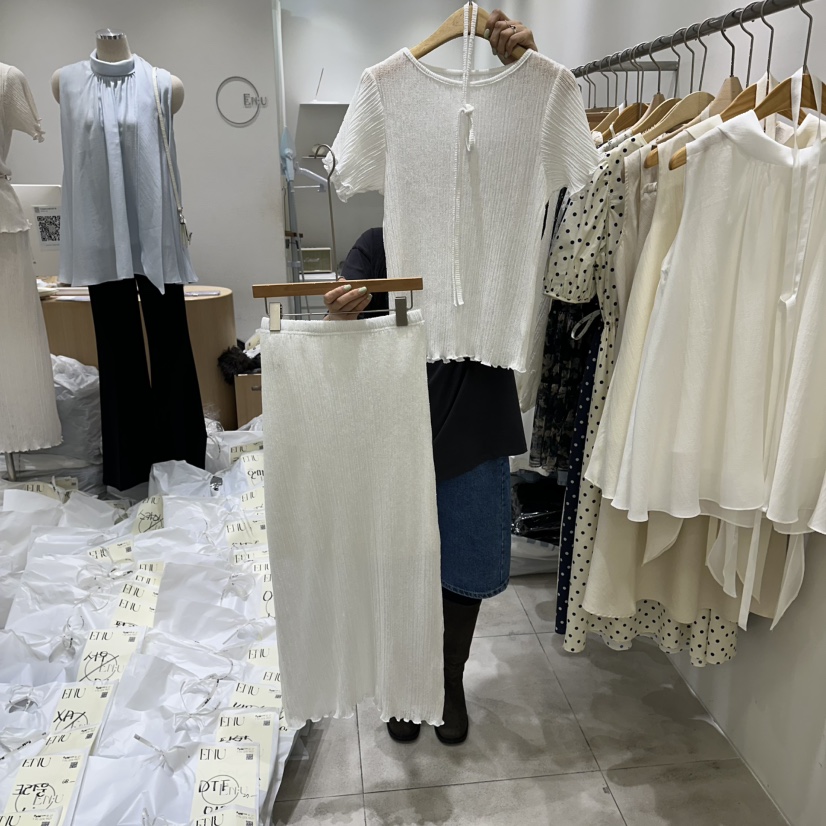 EN.U韓國代購女裝新品熱賣職業推薦休閑真品26春夏套裝含腰繩EN.U套裝圖色3白色