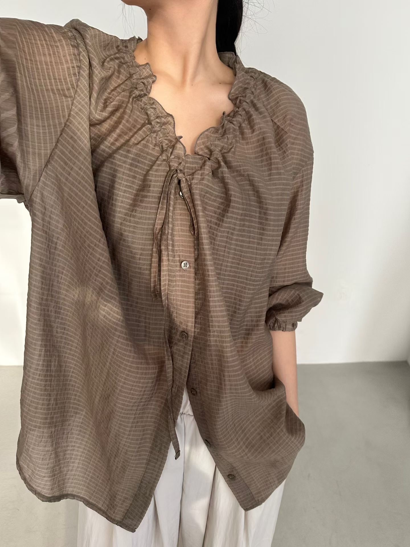 PRANA/CLOTHINK韓國直郵女士新款人氣26春夏職業襯衫蕾絲衫PRANA/CLOTHINK襯衫/蕾絲衫圖色1