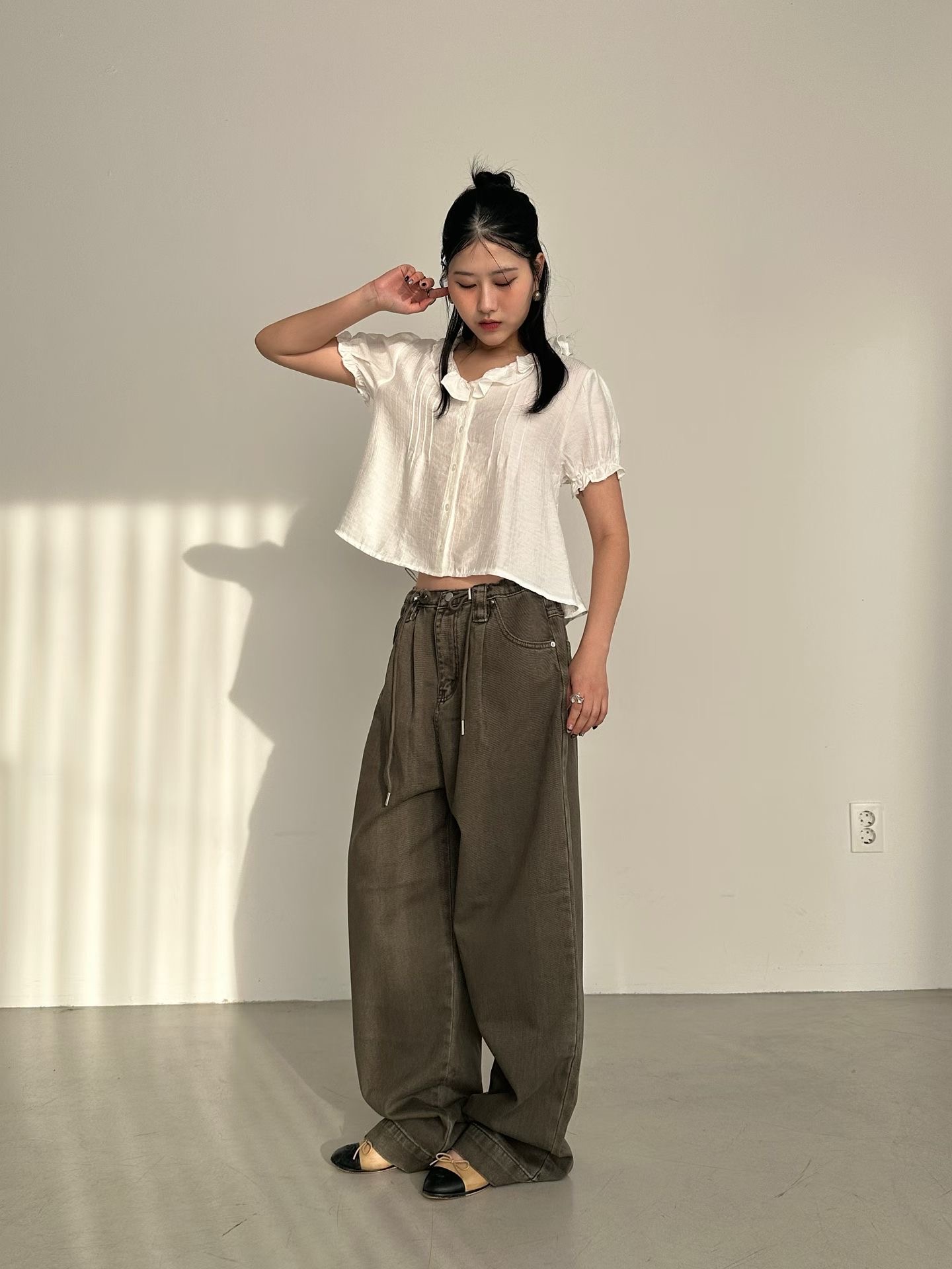 PRANA/CLOTHINK韓國代購女士新品26春夏職業熱賣牛仔褲系帶PRANA/CLOTHINK牛仔褲