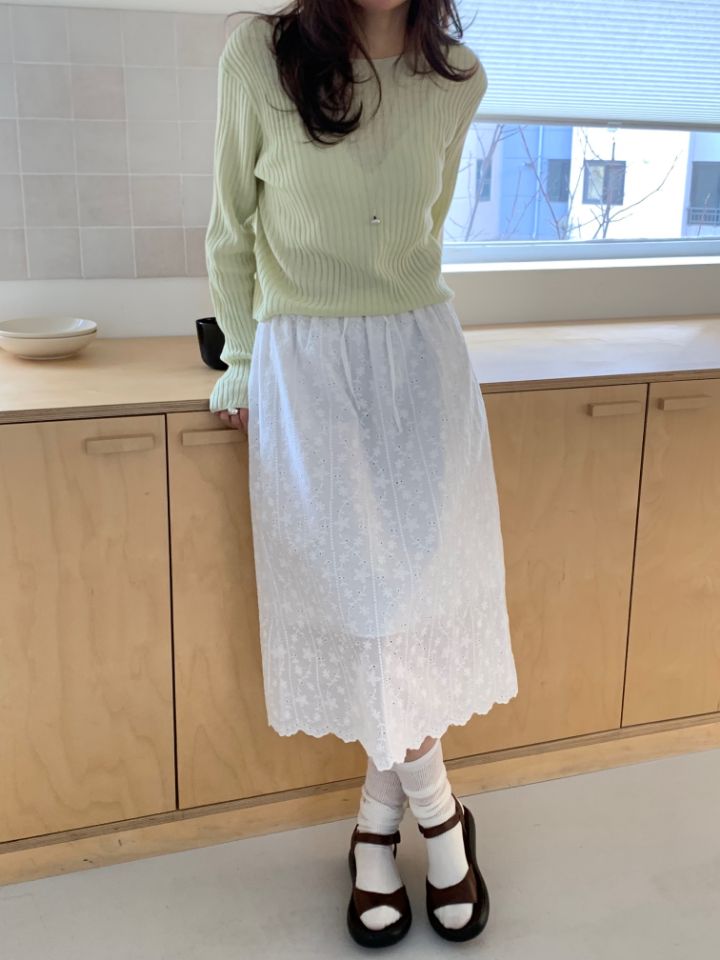 KOMOREBI東大門實拍韓國女裝新款職業熱賣26夏季長裙鏤空KOMOREBI長裙