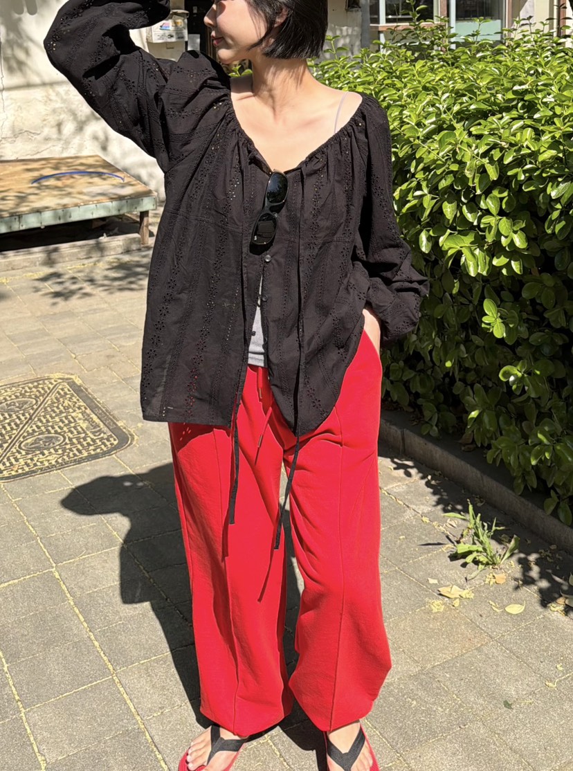 THE LINE-Q韓國代購女裝新品26夏季人氣襯衫蕾絲衫刺繡THE LINE-Q襯衫/蕾絲衫