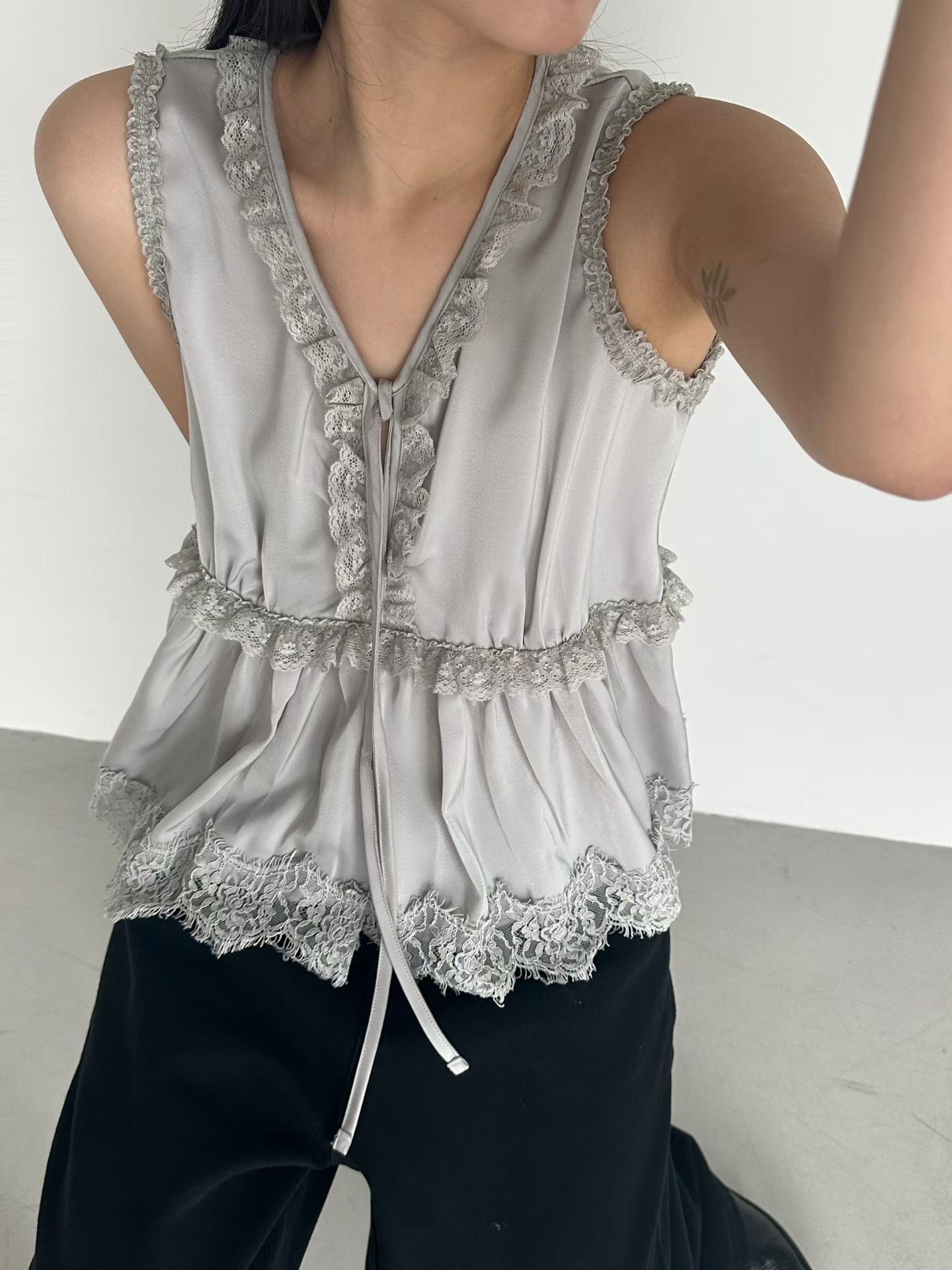 PRANA/CLOTHINK韓國直郵女士新品休閑人氣職業吊帶背心蕾絲PRANA/CLOTHINK吊帶/背心