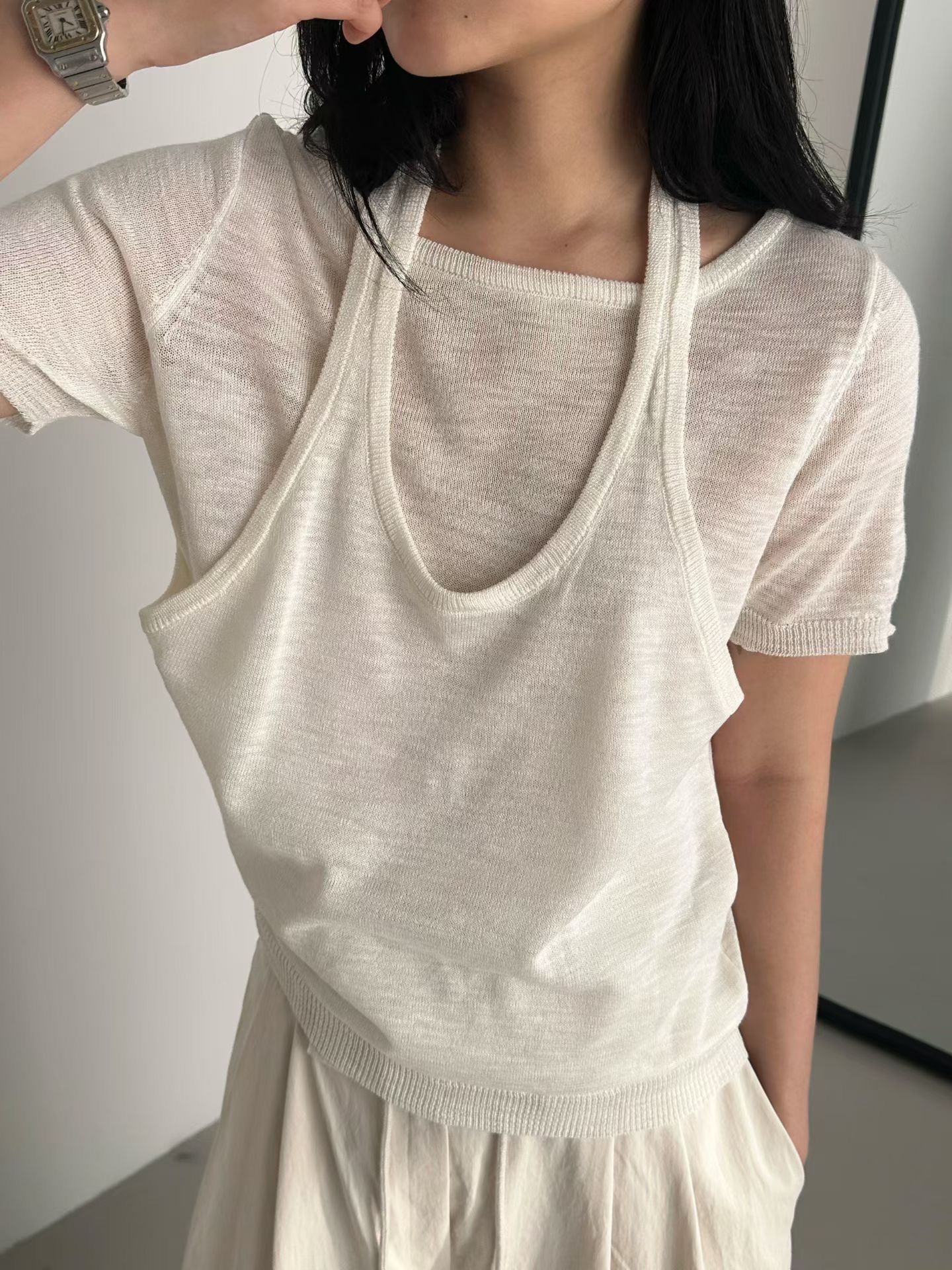 PRANA/CLOTHINK東大門直郵女裝新款休閑推薦針織衫假兩件PRANA/CLOTHINK針織衫