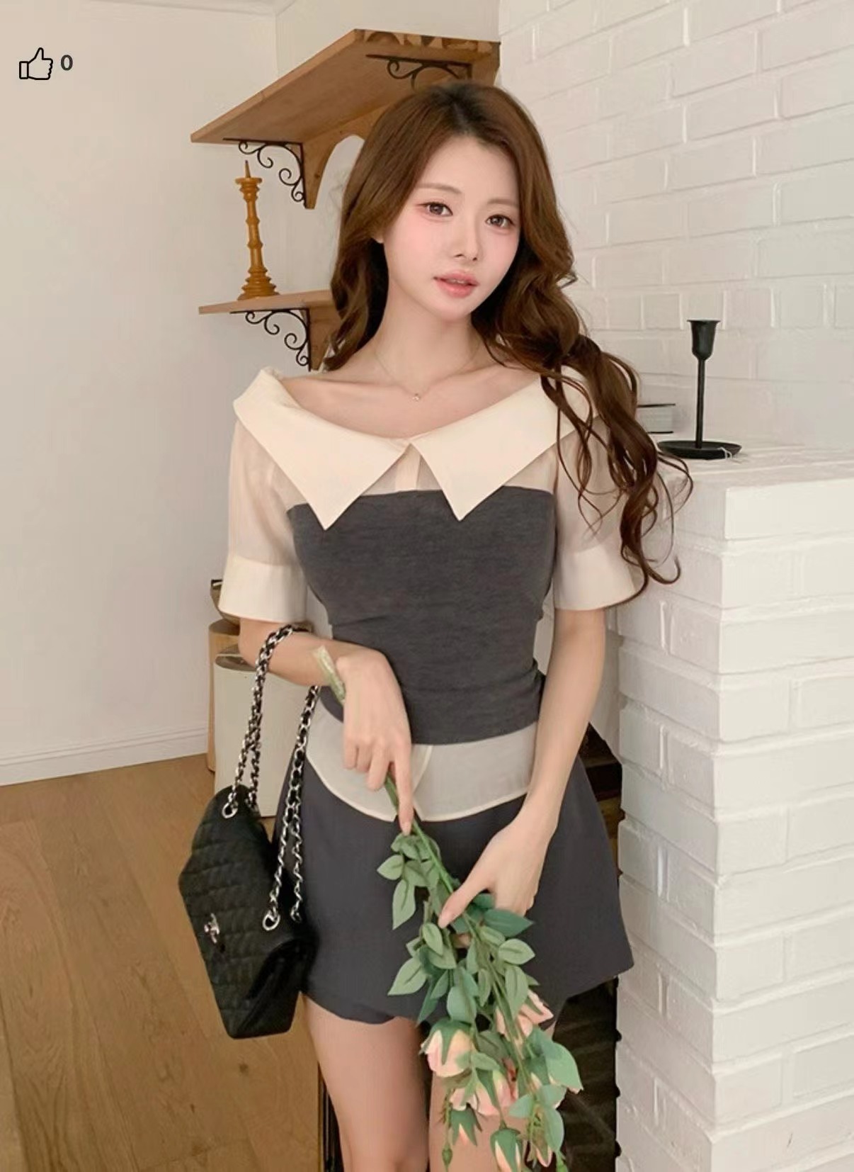 REFILL-리필-T韓國直郵實拍女裝新款26春夏時尚襯衫蕾絲衫REFILL-리필-T襯衫/蕾絲衫