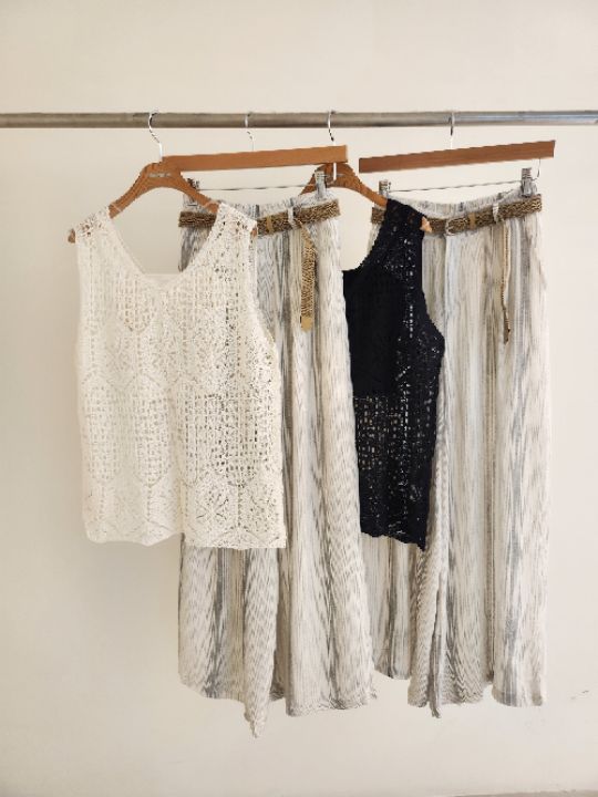 FEMME東大門實拍女士新款真品26春夏套裝不含腰帶套裝蕾絲條紋FEMME套裝