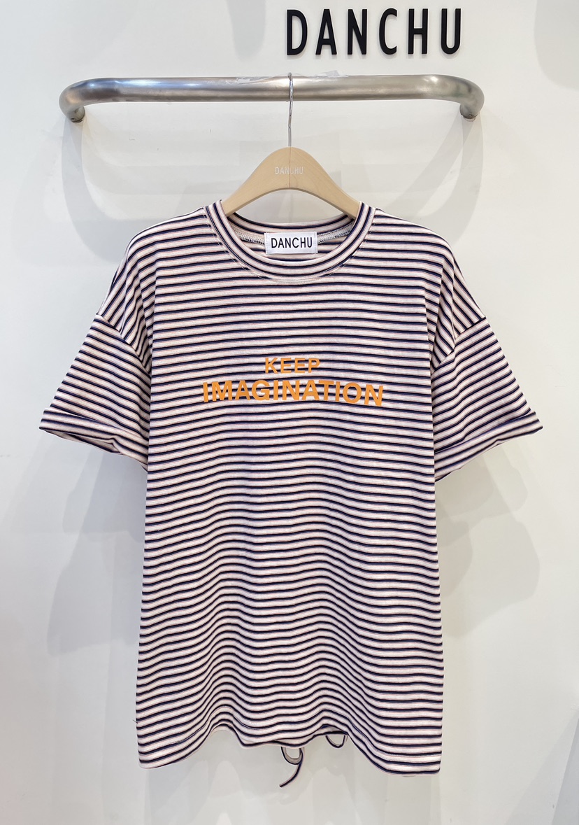 DANCHU韓國代購女士新款26春夏時尚熱賣職業真品人氣T恤條紋DANCHUT恤圖色1