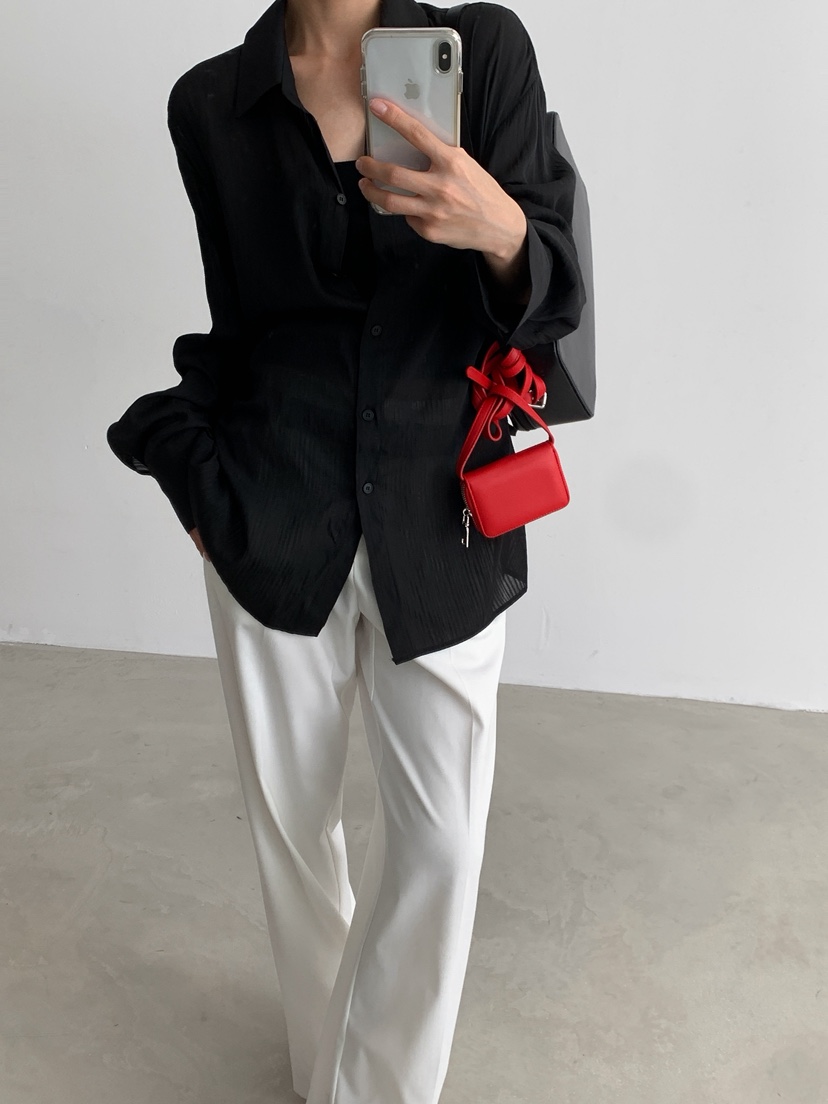 바츠韓國代購女士新款熱賣時尚26夏季26春夏襯衫蕾絲衫透視Vatz襯衫/蕾絲衫圖色1