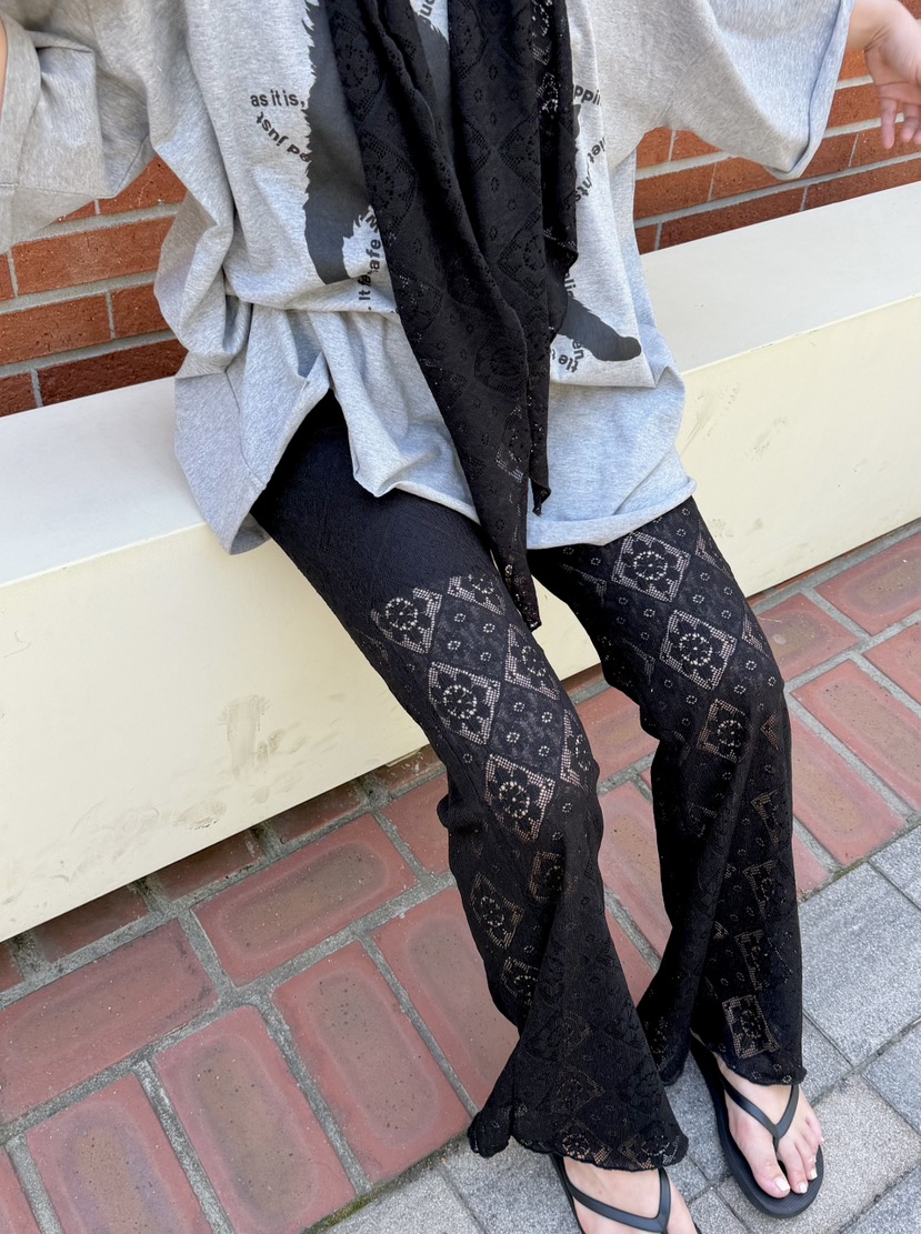 THE LINE-Q韓國東大門代購女裝新款推薦時尚休閑褲提花THE LINE-Q休閑褲