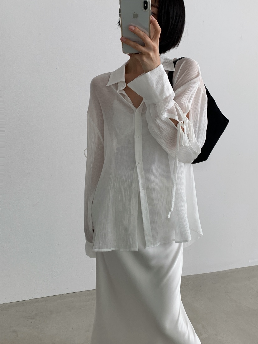 바츠東大門代購女士新款推薦時尚職業休閑襯衫蕾絲衫透明Vatz襯衫/蕾絲衫