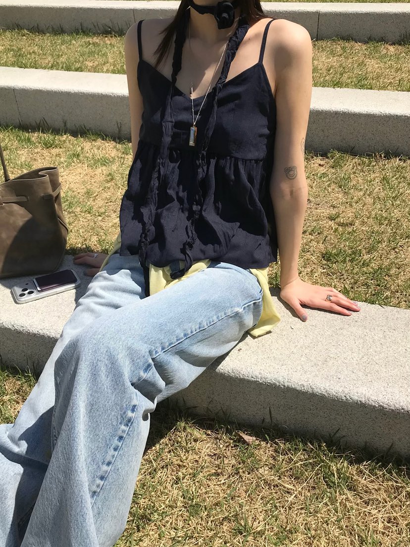 ESCHER韓國東大門代購女士新品人氣26春夏吊帶背心含脖帶ESCHER吊帶/背心