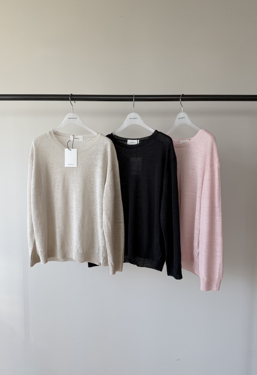 AMY GRACE-A東大門實拍女裝新款時尚熱賣推薦針織衫亞麻AMY GRACE-A針織衫