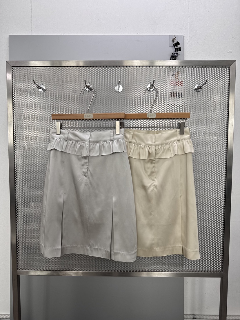 HUE/ERIA韓國直郵女裝新款熱賣26夏季26春夏長裙褶皺緞面HUE/ERIA長裙