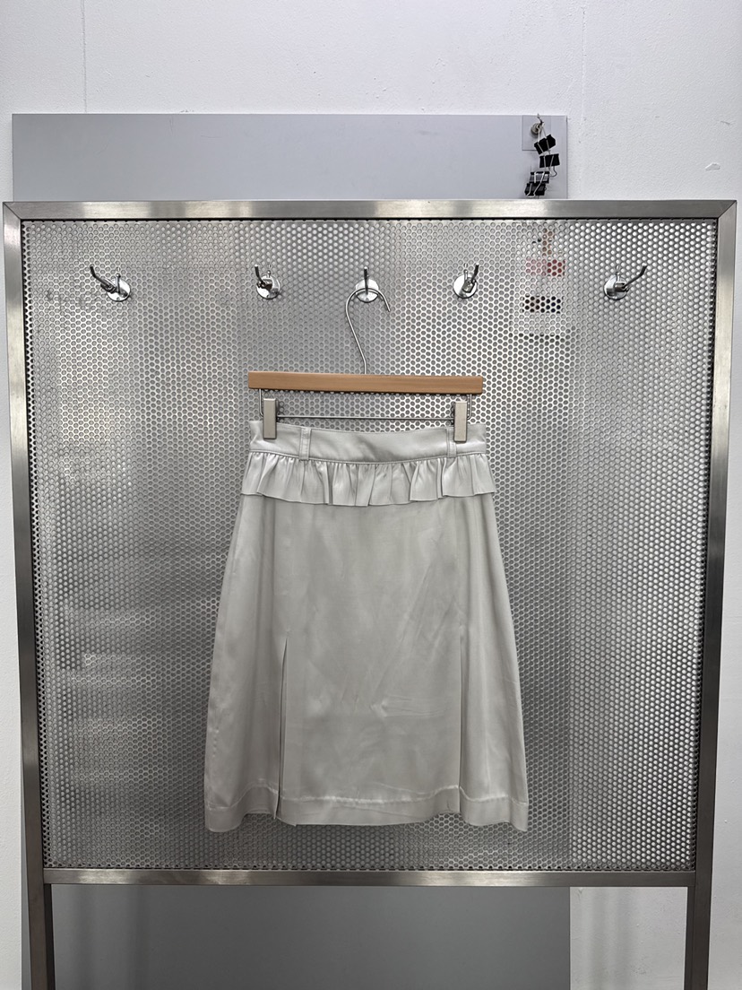 HUE/ERIA韓國直郵女裝新款熱賣26夏季26春夏長裙褶皺緞面HUE/ERIA長裙