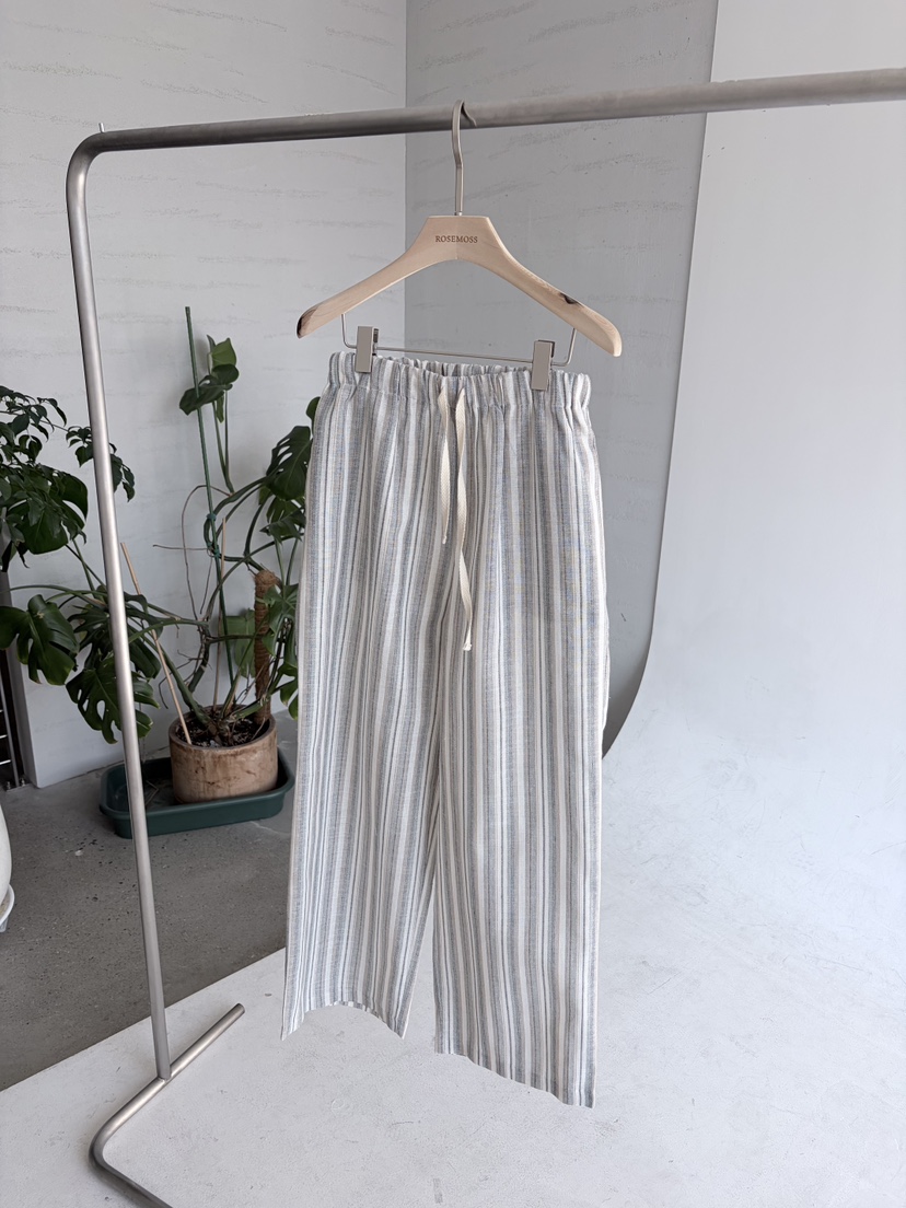 ORDINARYA/ROSEMOSS韓國代購女士新品人氣26夏季休閑褲亞麻布ORDINARYA/ROSEMOSS休閑褲圖色1藍色