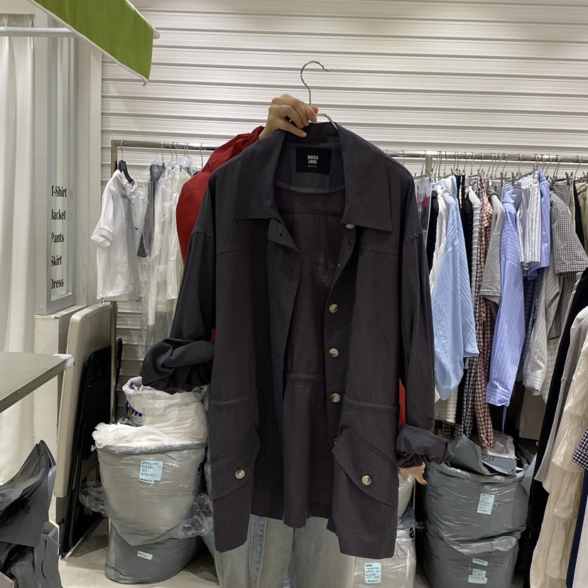 BRICKLANE韓國直郵實拍女士新品時尚熱賣推薦夾克亞麻布口袋BRICKLANE夾克圖色2