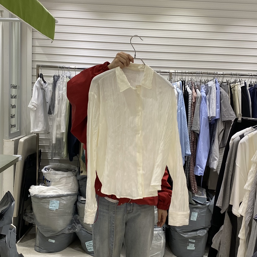 BRICKLANE韓國直郵實拍女士新品26春夏26夏季襯衫蕾絲衫褶皺BRICKLANE襯衫/蕾絲衫圖色1