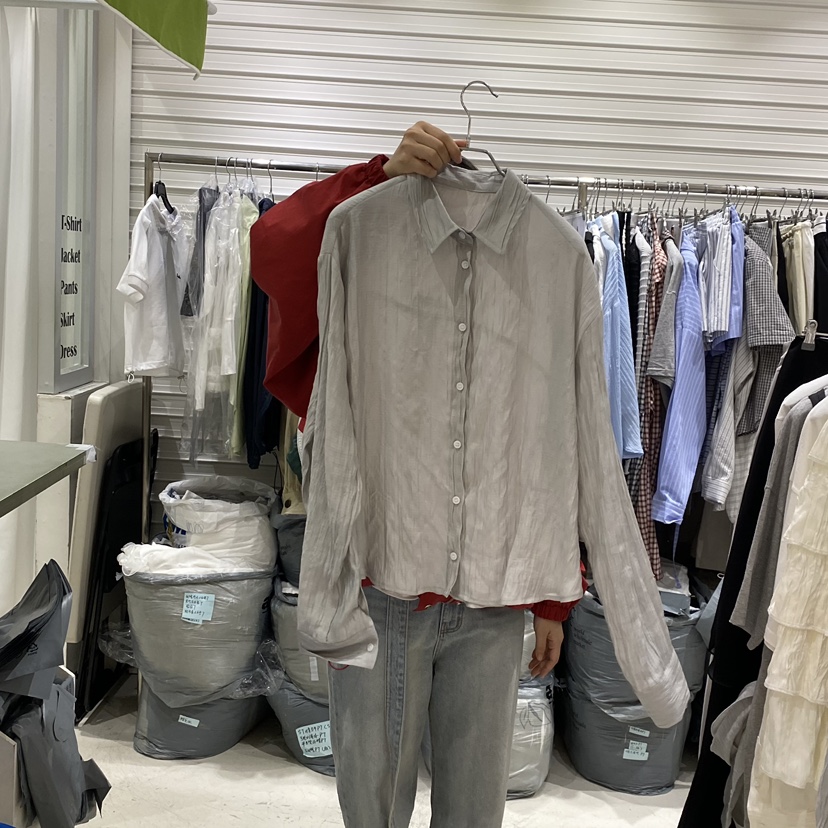 BRICKLANE韓國直郵實拍女士新品26春夏26夏季襯衫蕾絲衫褶皺BRICKLANE襯衫/蕾絲衫圖色2