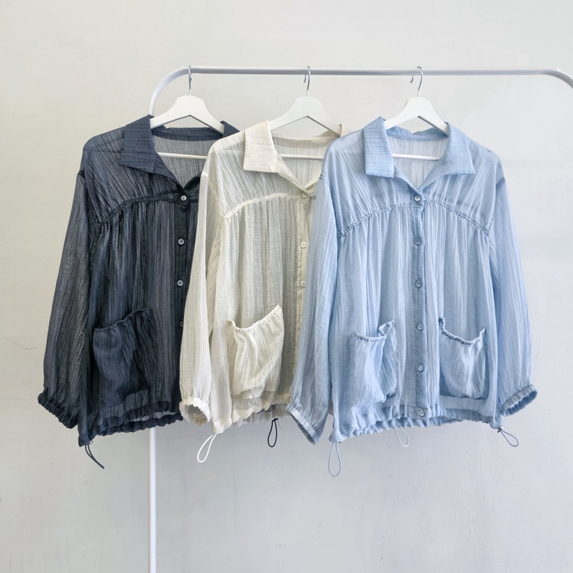 LA BLOOM韓國直郵女士新品職業人氣26夏季熱賣夾克口袋褶皺La Bloom夾克