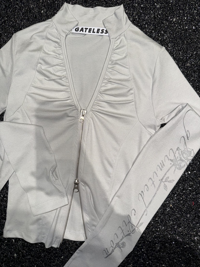 GATELESS韓國直郵實拍女士新款人氣26夏季時尚衛衣拉鏈褶皺GATELESS衛衣