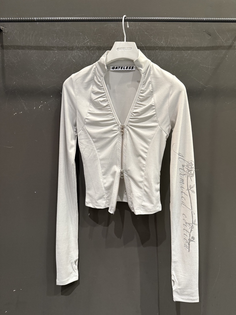 GATELESS韓國直郵實拍女士新款人氣26夏季時尚衛衣拉鏈褶皺GATELESS衛衣圖色2