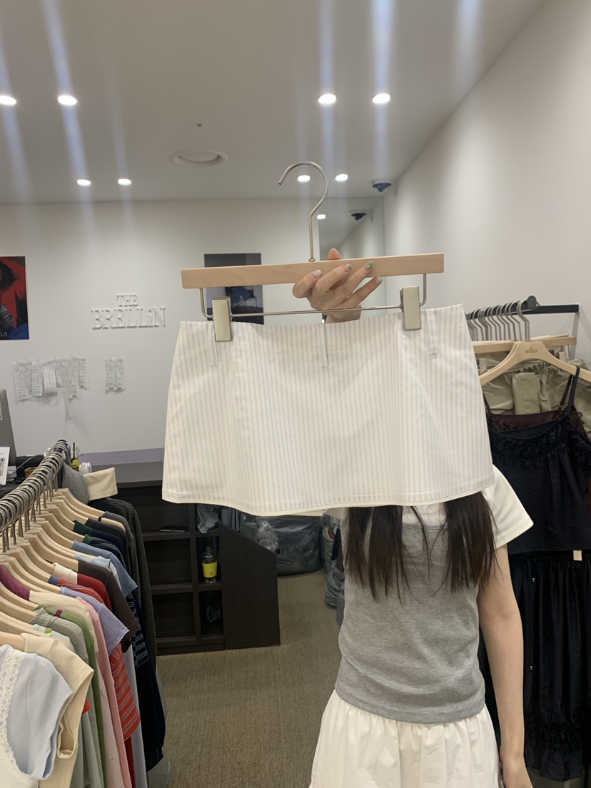 BRELLIN韓國直郵實拍女裝新品人氣休閑時尚熱賣短裙帆布條紋BRELLIN短裙