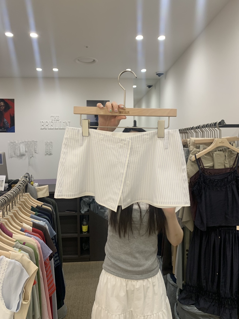 BRELLIN韓國直郵實拍女裝新品人氣休閑時尚熱賣短裙帆布條紋BRELLIN短裙圖色1