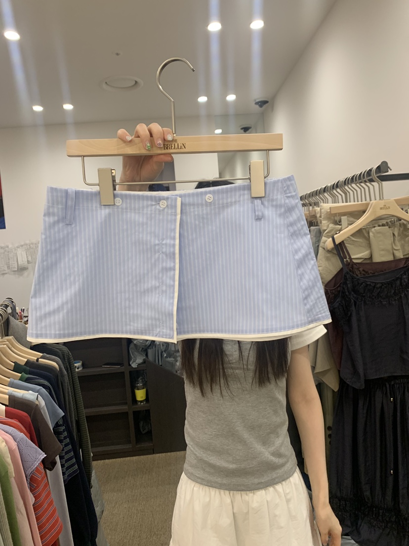 BRELLIN韓國直郵實拍女裝新品人氣休閑時尚熱賣短裙帆布條紋BRELLIN短裙圖色2