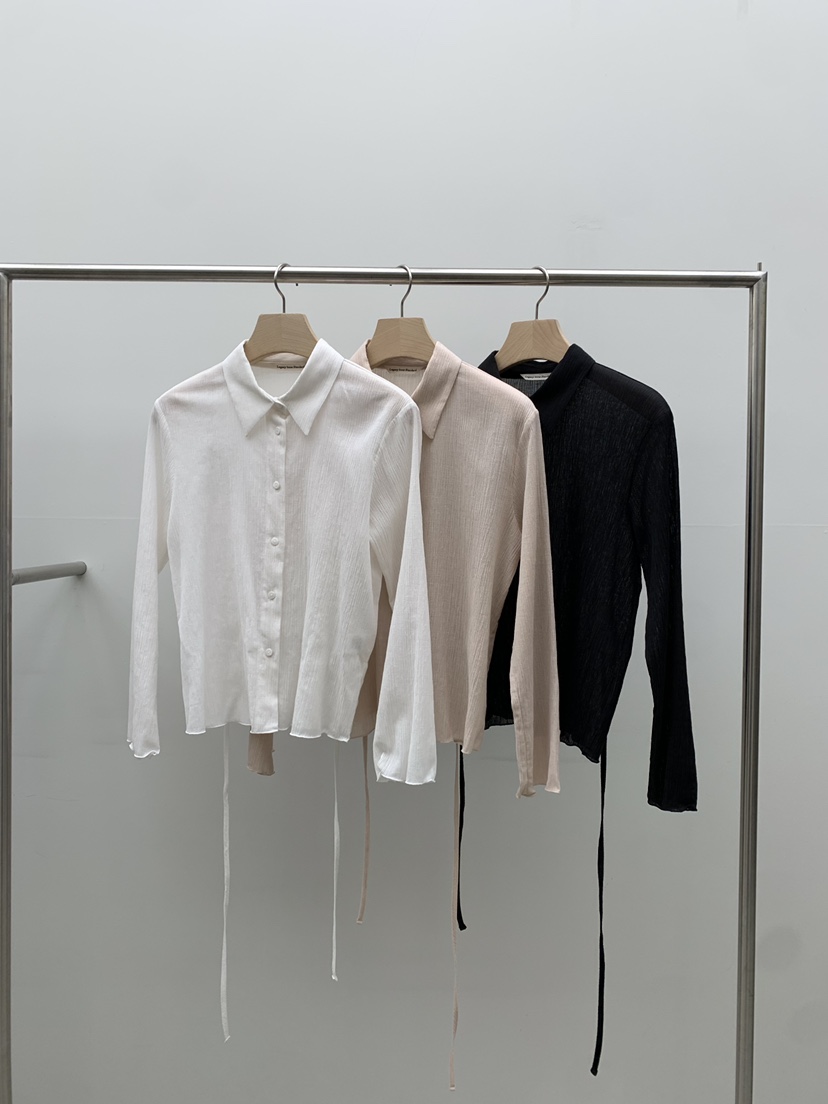 LEGACY BONE韓國代購女裝新款職業26春夏襯衫蕾絲衫含腰繩LEGACY BONE襯衫/蕾絲衫