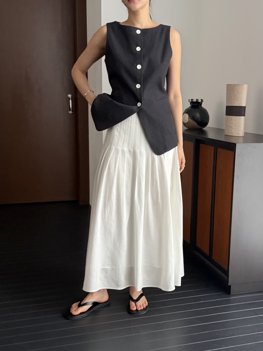 REGULARLY/PLACOR韓國直郵女士新款時尚推薦長裙褶裥亞麻REGULARLY/PLACOR長裙