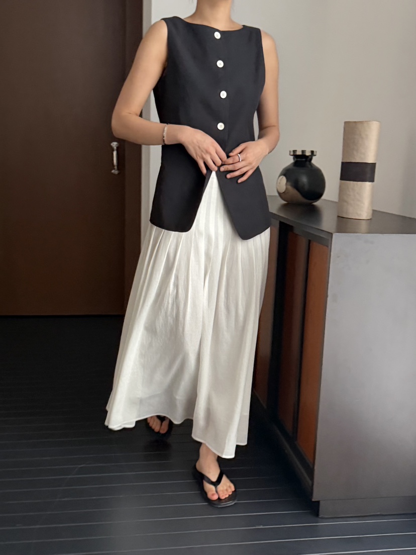 REGULARLY/PLACOR韓國直郵女士新款時尚推薦長裙褶裥亞麻REGULARLY/PLACOR長裙