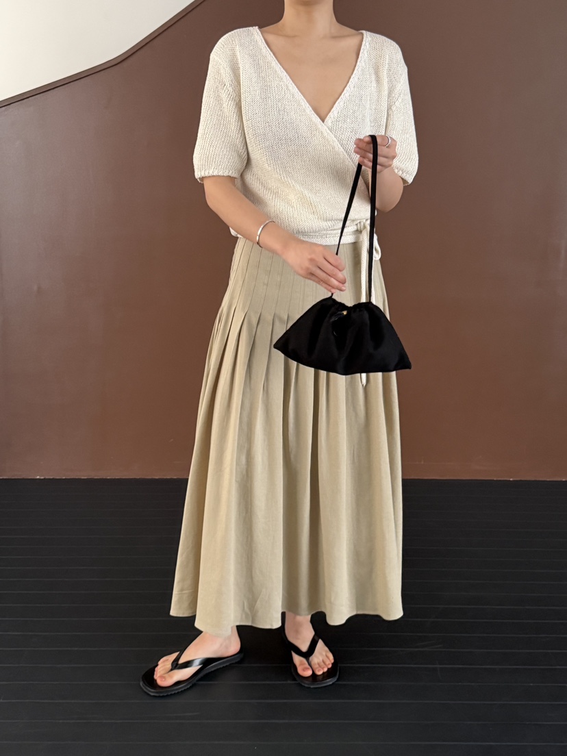 REGULARLY/PLACOR韓國直郵女士新款時尚推薦長裙褶裥亞麻REGULARLY/PLACOR長裙