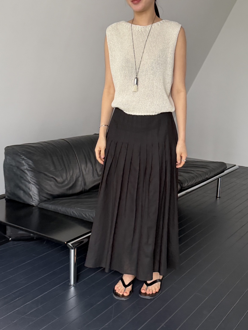 REGULARLY/PLACOR韓國直郵女士新款時尚推薦長裙褶裥亞麻REGULARLY/PLACOR長裙