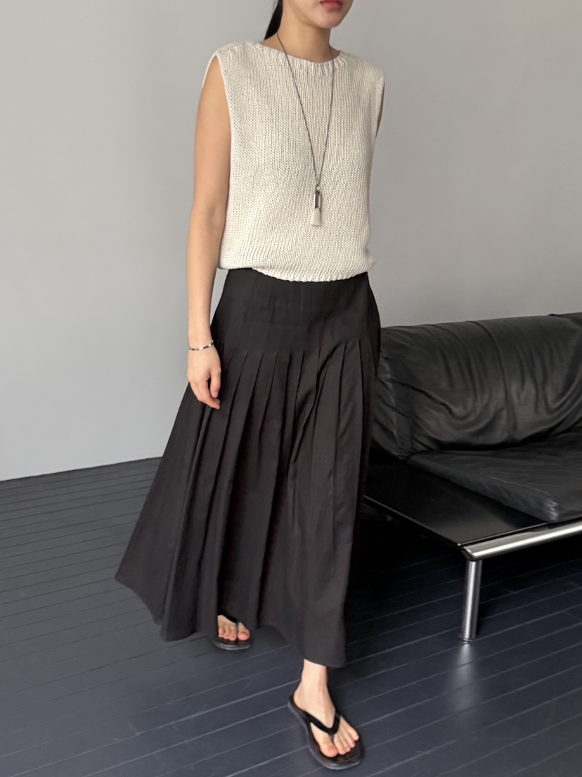 REGULARLY/PLACOR韓國直郵女士新款時尚推薦長裙褶裥亞麻REGULARLY/PLACOR長裙