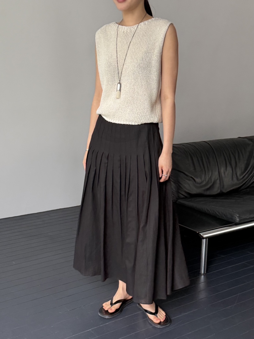 REGULARLY/PLACOR韓國直郵女士新款時尚推薦長裙褶裥亞麻REGULARLY/PLACOR長裙