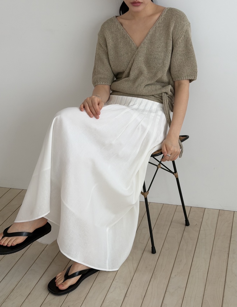 REGULARLY/PLACOR韓國直郵女士新款時尚推薦長裙褶裥亞麻REGULARLY/PLACOR長裙