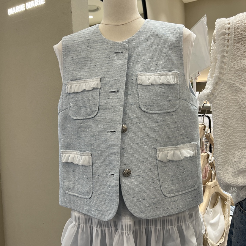 MARIE MARIE韓國直郵女士新品人氣時尚職業休閑馬甲口袋MARIE MARIE馬甲圖色1