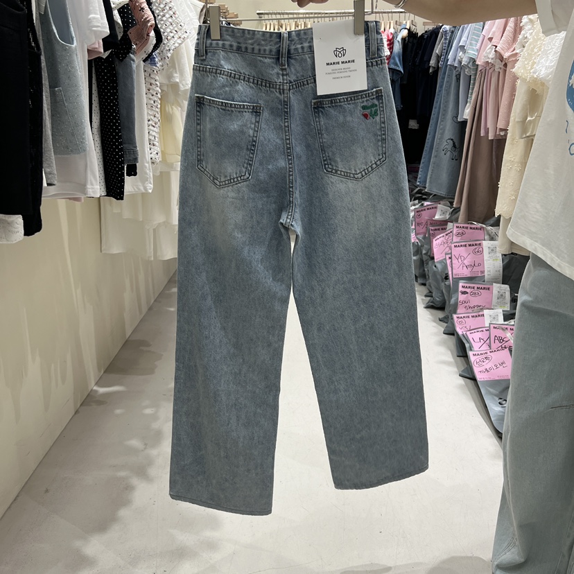 MARIE MARIE韓國直郵實拍女士新品職業26春夏牛仔褲刺繡MARIE MARIE牛仔褲