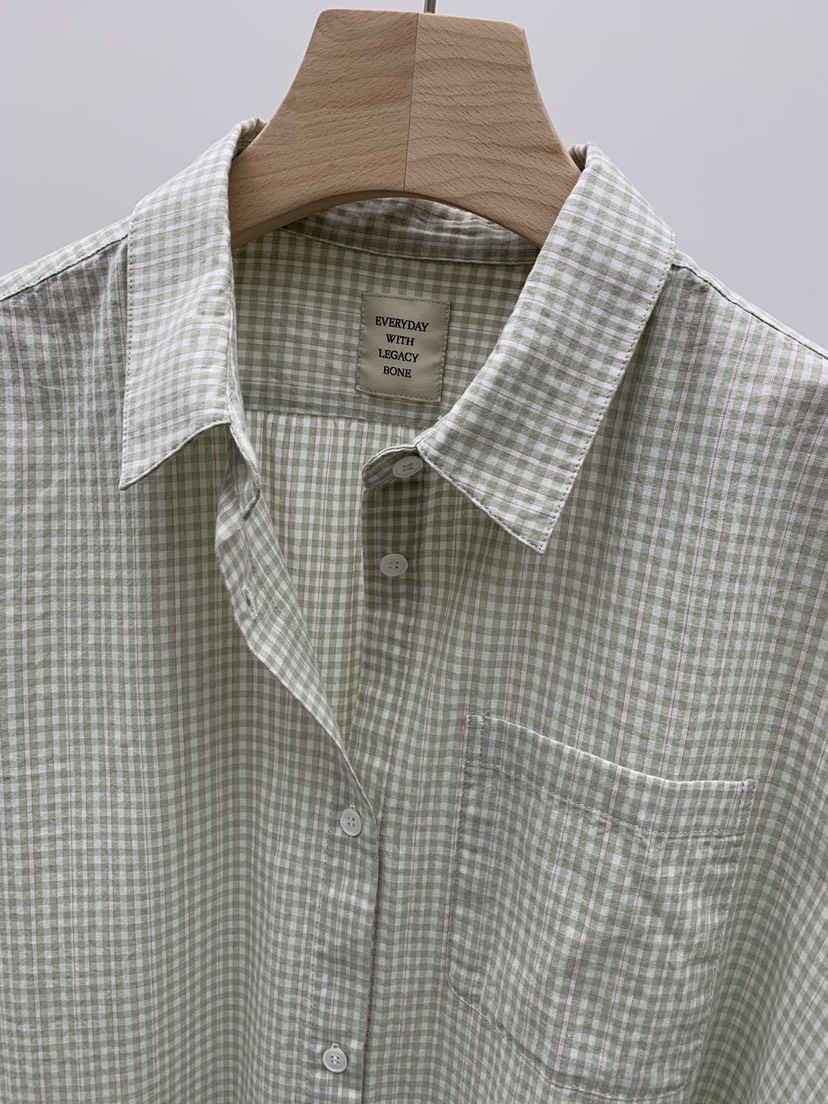 LEGACY BONE韓國東大門直郵女士新品人氣襯衫蕾絲衫格子LEGACY BONE襯衫/蕾絲衫