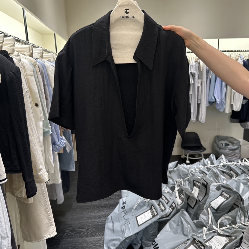 TOMGIRL東大門實拍女士新款推薦職業熱賣時尚休閑襯衫蕾絲衫TOMGIRL襯衫/蕾絲衫圖色2