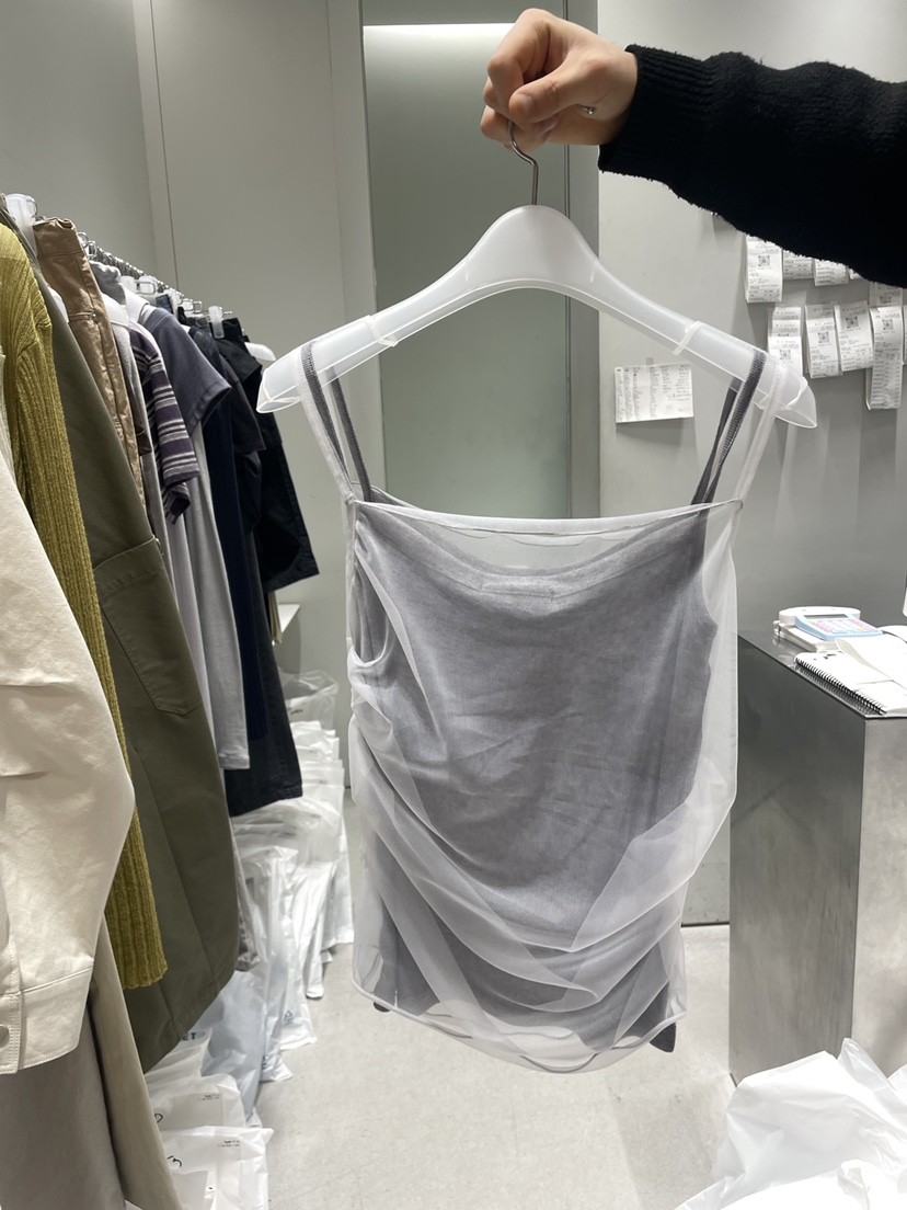 NUESE韓國直郵女裝新品時尚熱賣推薦人氣吊帶背心透明雙層NUESE吊帶/背心