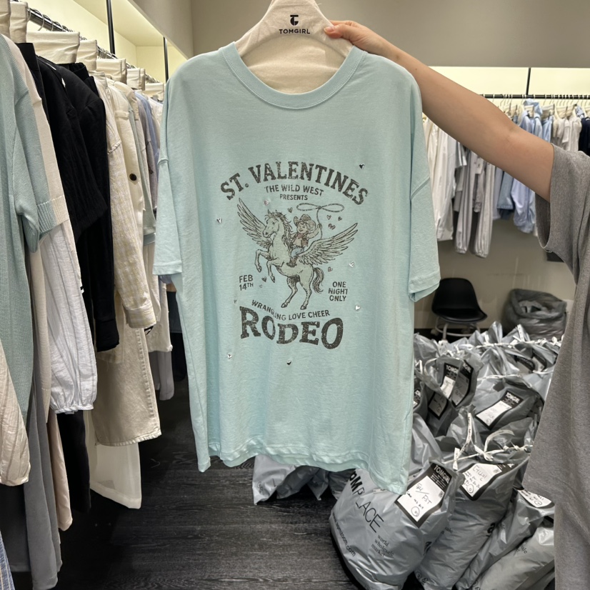 TOMGIRL韓國代購女裝新款26夏季推薦熱賣26春夏休閑人氣T恤TOMGIRLT恤圖色3