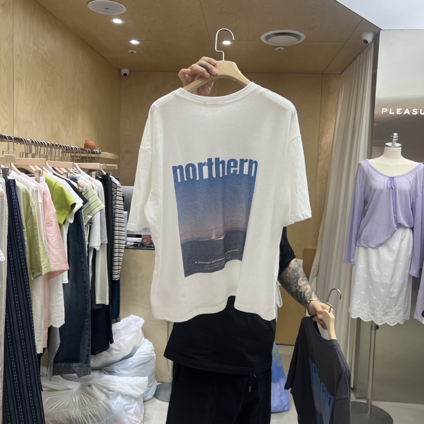 PLEASURE東大門實拍韓國女士新款熱賣人氣推薦26夏季T恤印花PLEASURET恤圖色1