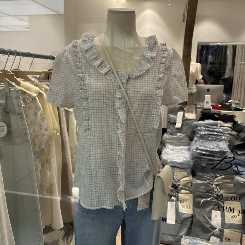 BRUNI/RICOTTA東大門實拍韓國女士新款26春夏襯衫蕾絲衫BRUNI/RICOTTA襯衫/蕾絲衫圖色1