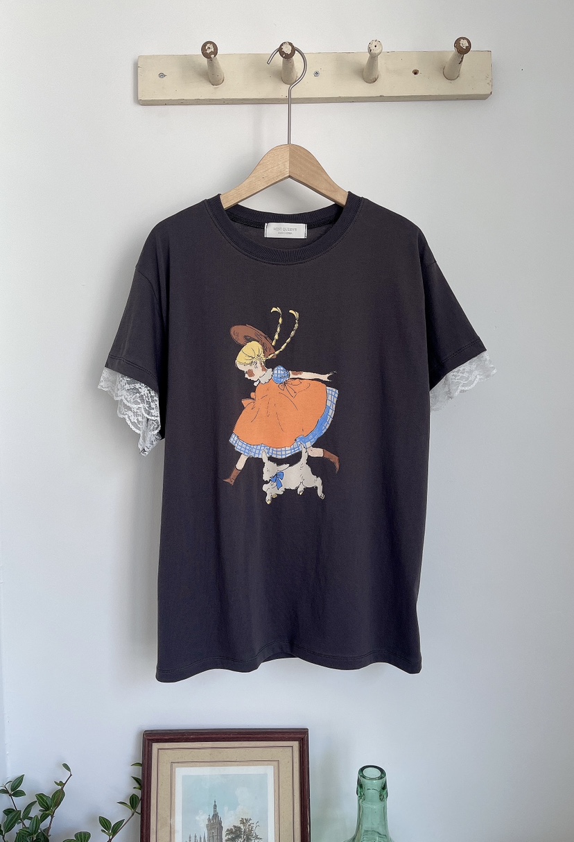 MINIQUEENS東大門實拍韓國女裝新品時尚休閑26夏季T恤蕾絲MINIQUEENST恤圖色2