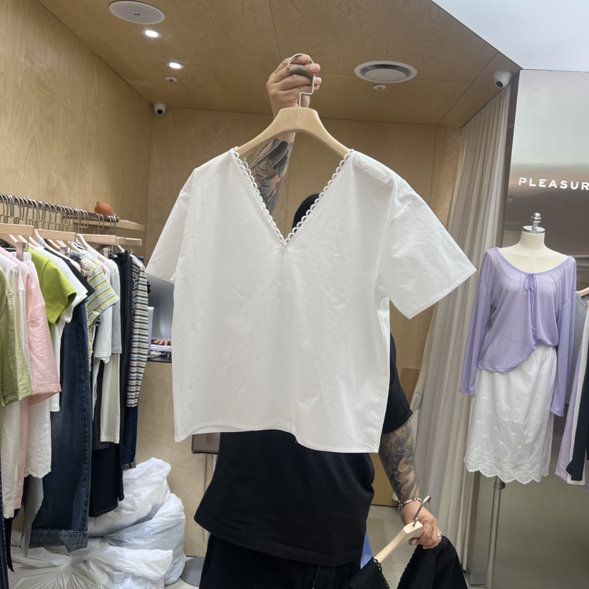 PLEASURE韓國代購女裝新款人氣推薦時尚熱賣26春夏襯衫蕾絲衫PLEASURE襯衫/蕾絲衫