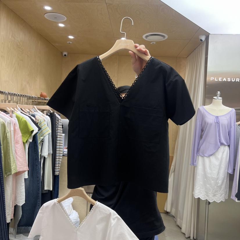 PLEASURE韓國代購女裝新款人氣推薦時尚熱賣26春夏襯衫蕾絲衫PLEASURE襯衫/蕾絲衫圖色2