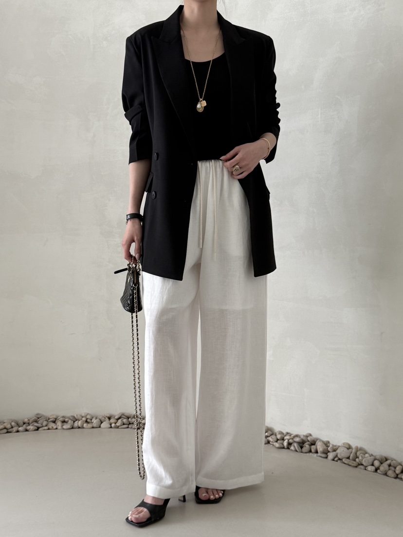 DEMAR韓國東大門直郵女裝新品人氣時尚26春夏職業休閑褲亞麻DEMAR休閑褲