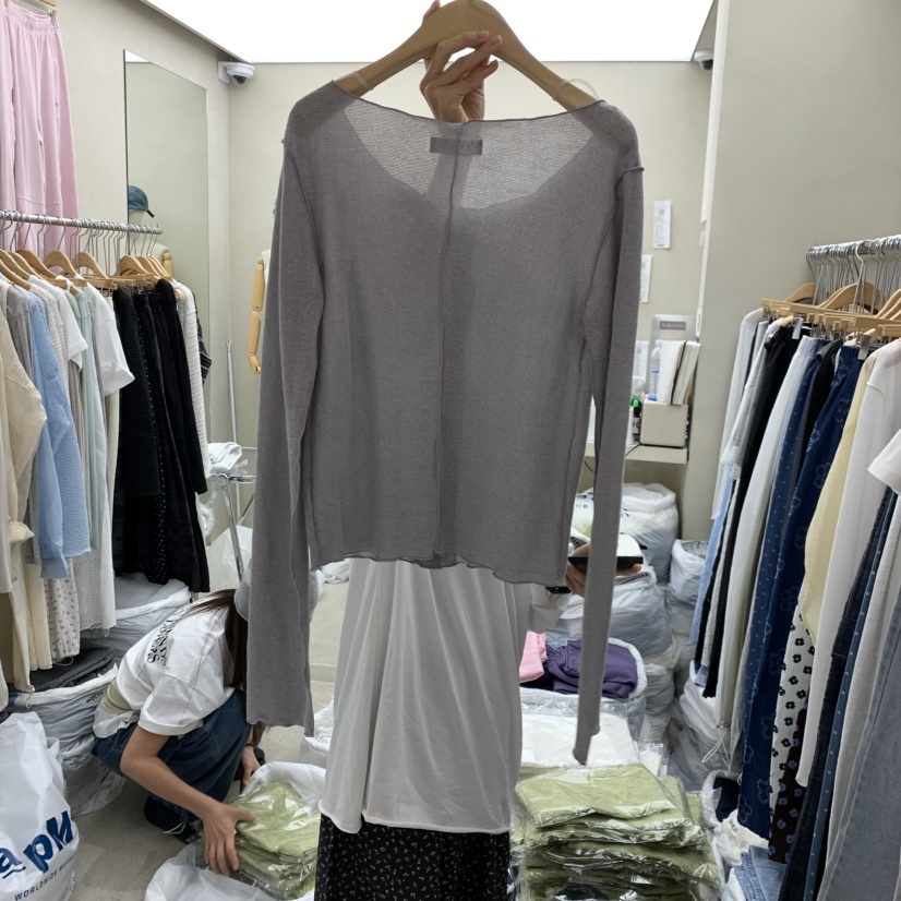 BREEZE韓國東大門代購女裝新款推薦時尚人氣長袖T恤撞色開衫BREEZE長袖T恤