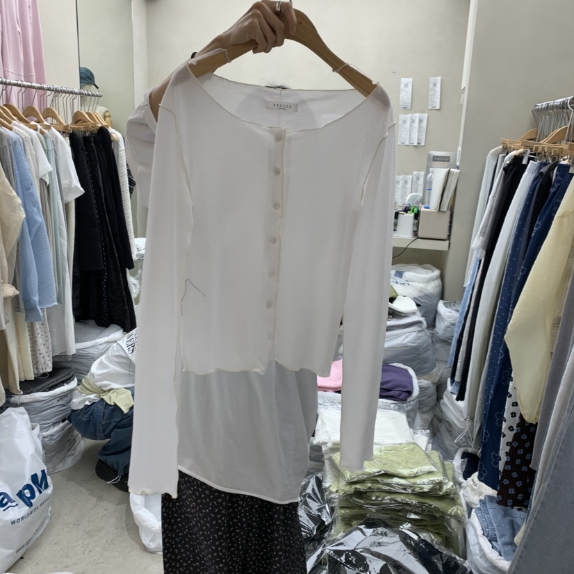 BREEZE韓國東大門代購女裝新款推薦時尚人氣長袖T恤撞色開衫BREEZE長袖T恤圖色2